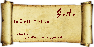 Gründl András névjegykártya
